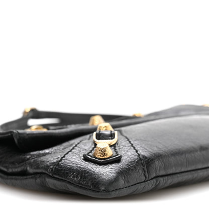 Balenciaga Agneau Giant 12 Gold Hardware Envelope Strap Clutch Black 9 of 10