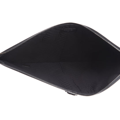 Chanel Calfskin Painted Chevron Embossed Large Boy Zip Pouch Black 5 of 11