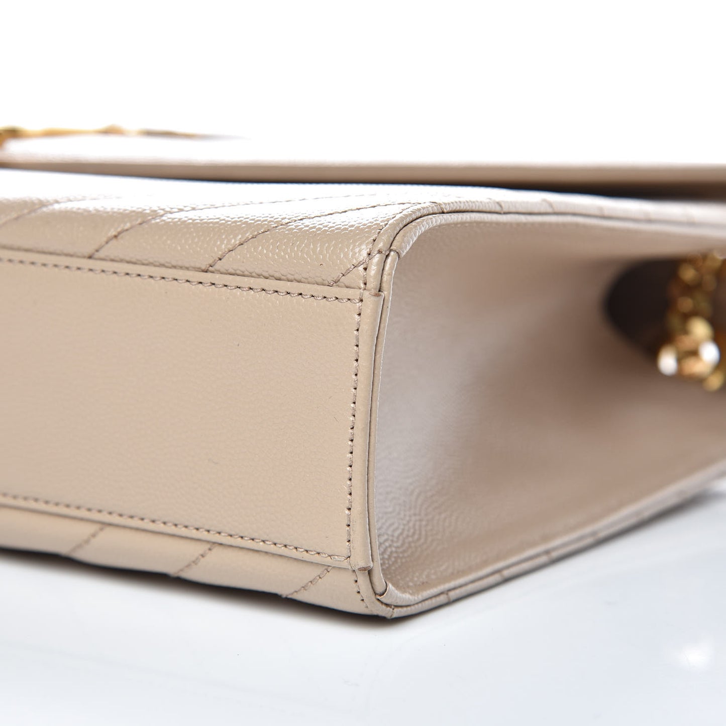 Grain De Poudre Matelasse Chevron Large Monogram Satchel Dark Beige
