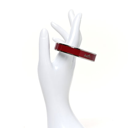 Hermes Enamel Printed Narrow Caleche Bracelet 62 Rouge H 2 of 6