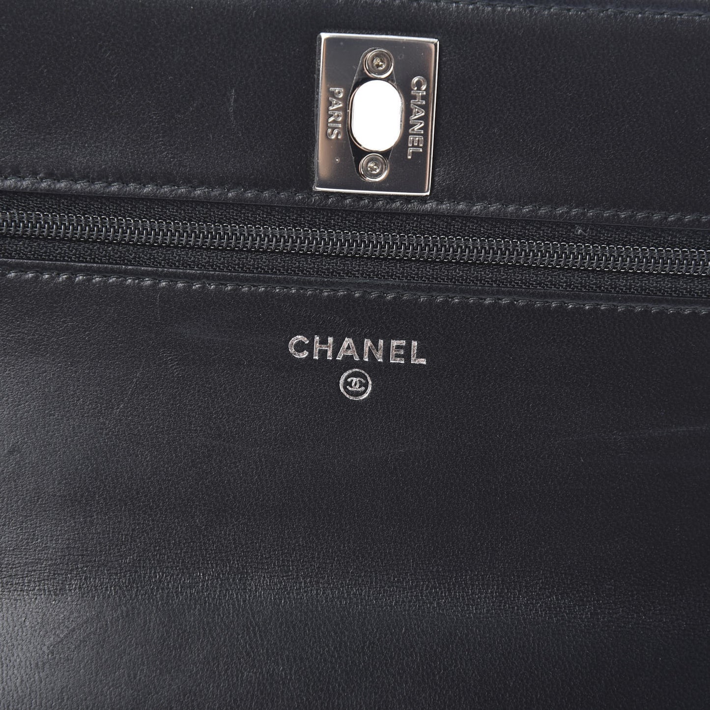 Lambskin Quilted Trendy CC Wallet On Chain WOC Black