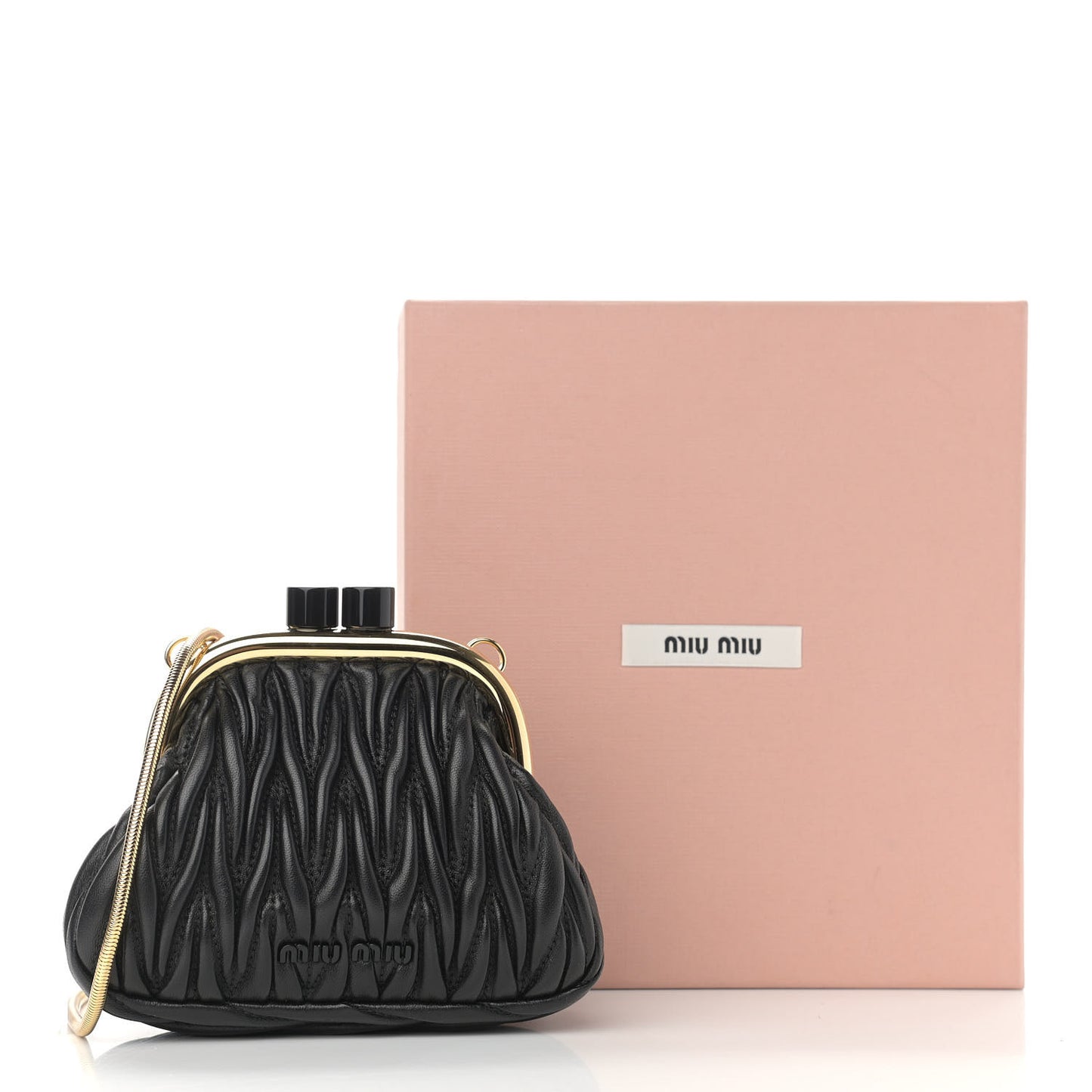 Nappa Matelasse Miu Belle Mini Bag Black