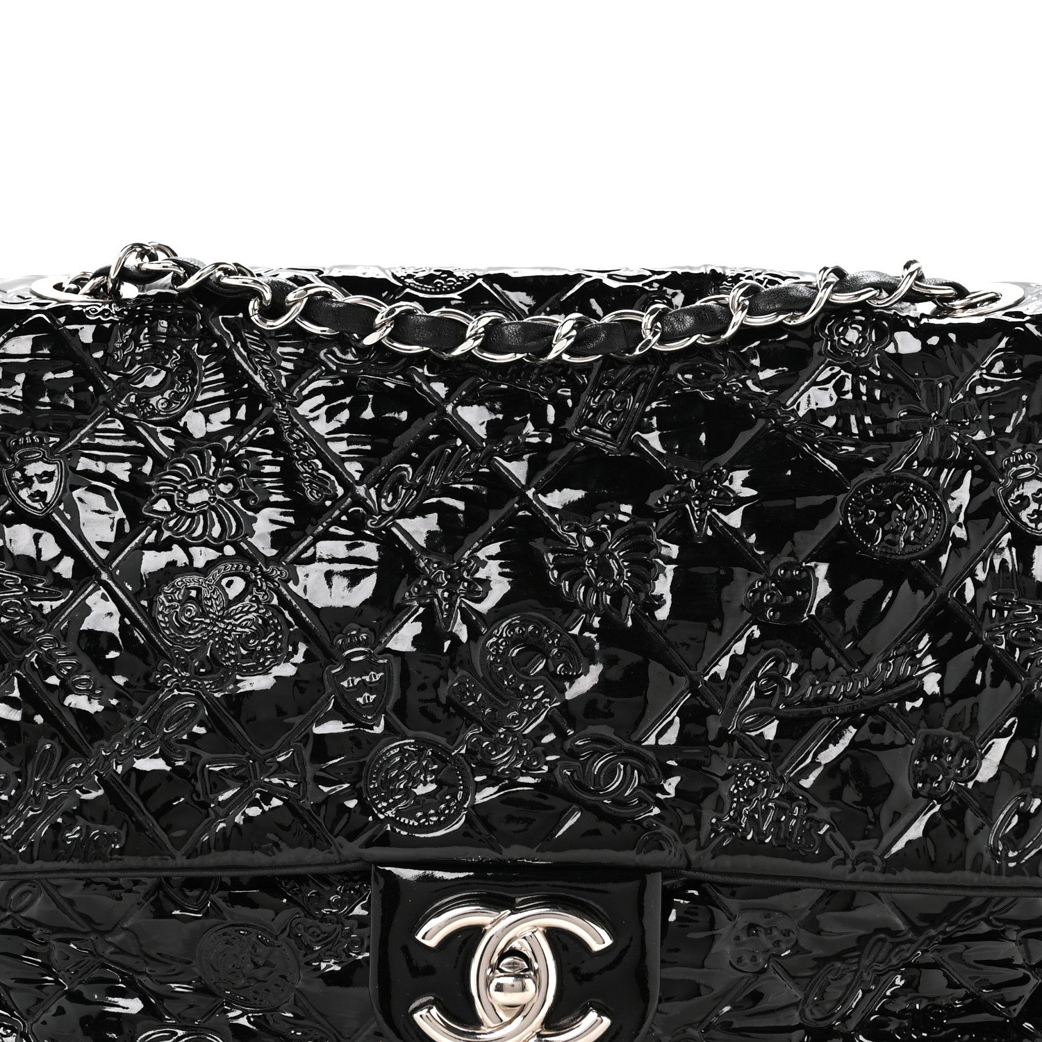 Chanel Patent Large Lucky Symbols Flap Black 8 of 11