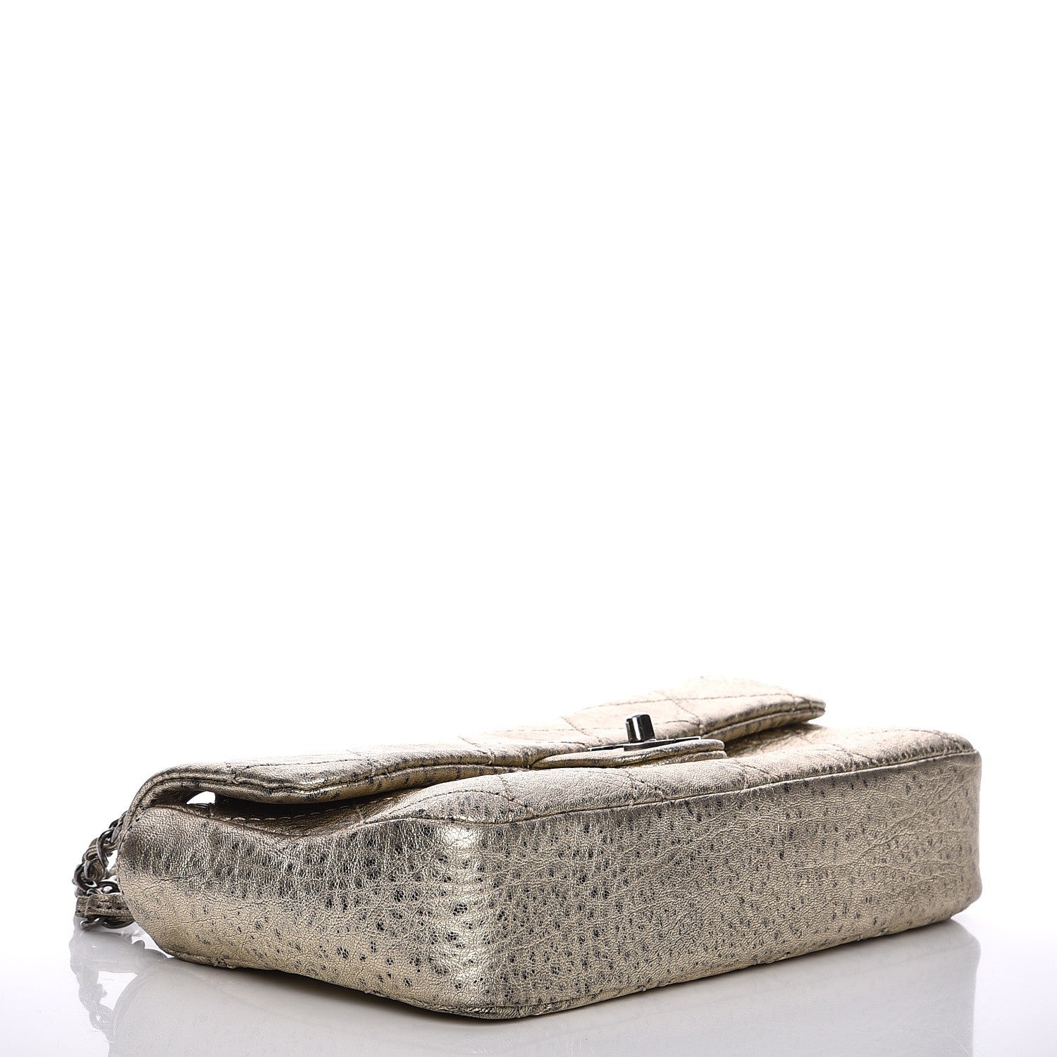 Chanel Distressed Metallic Lambskin Quilted Le Marais Ligne Flap Gold 4 of 8