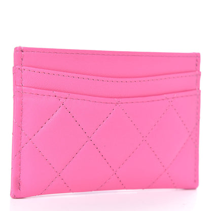 Chanel Lambskin Quilted Card Holder Neon Pink 3 of 9