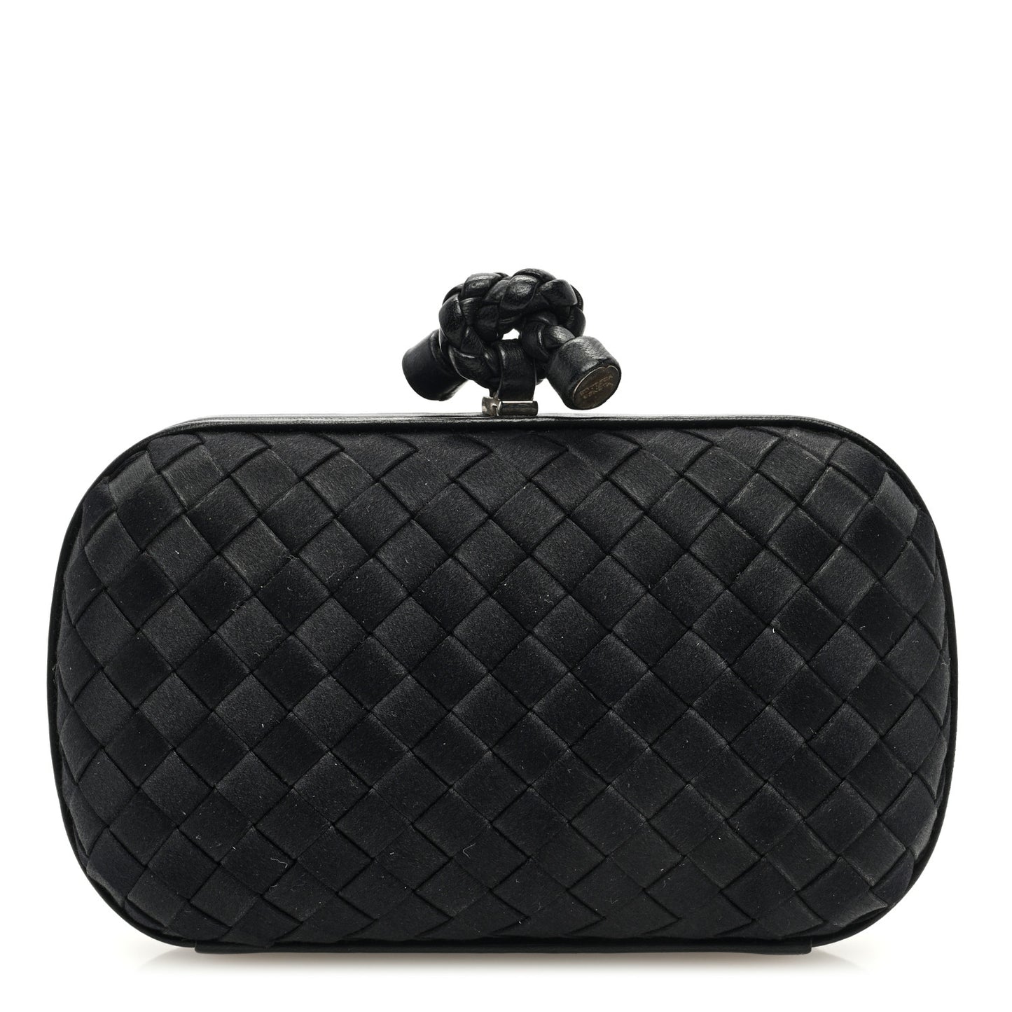 Satin Intreccio Impero Knot Clutch Black