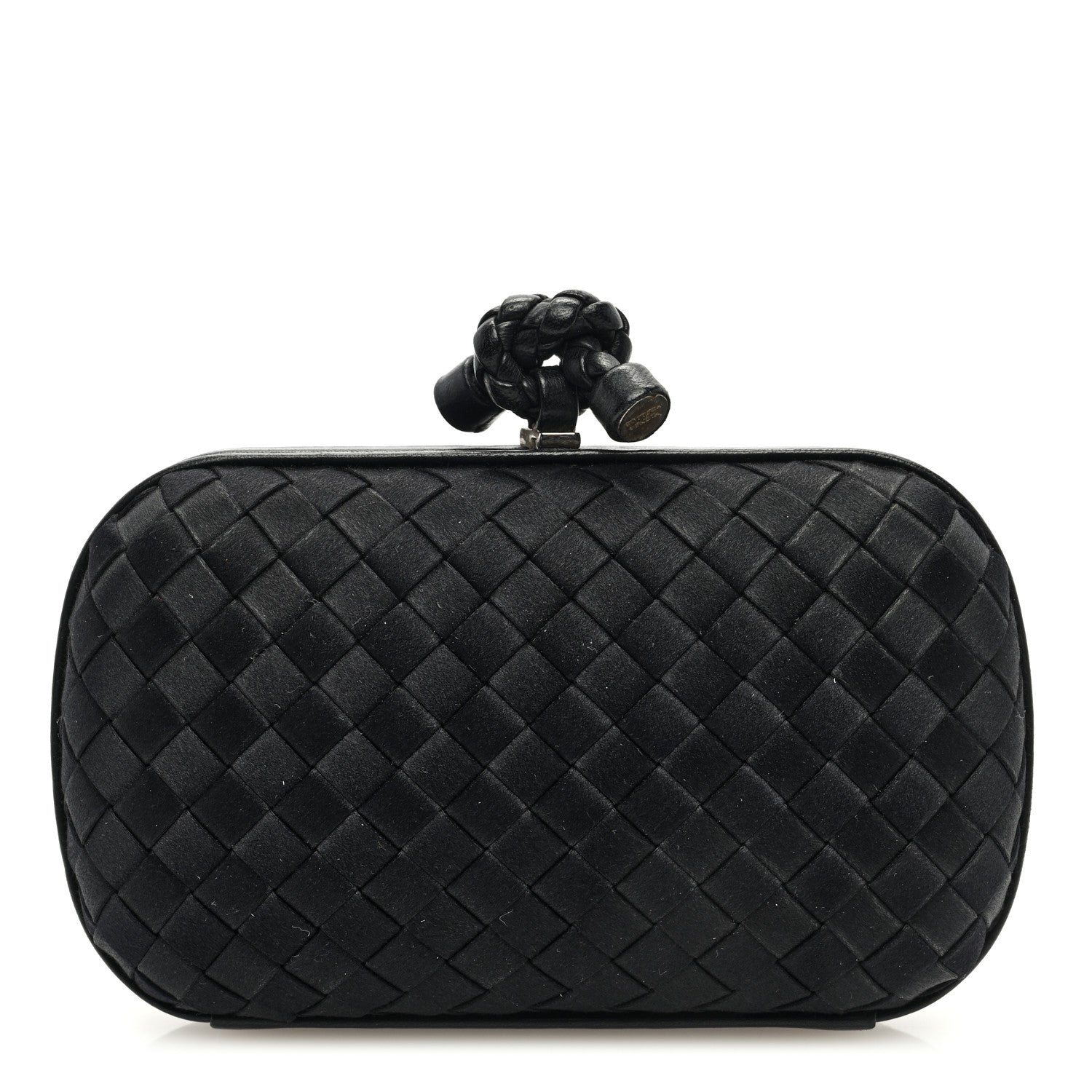 Bottega Veneta Satin Intreccio Impero Knot Clutch Black 1 of 7