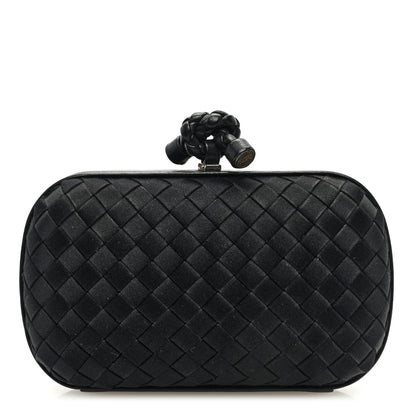 Bottega Veneta Satin Intreccio Impero Knot Clutch Black 1 of 7