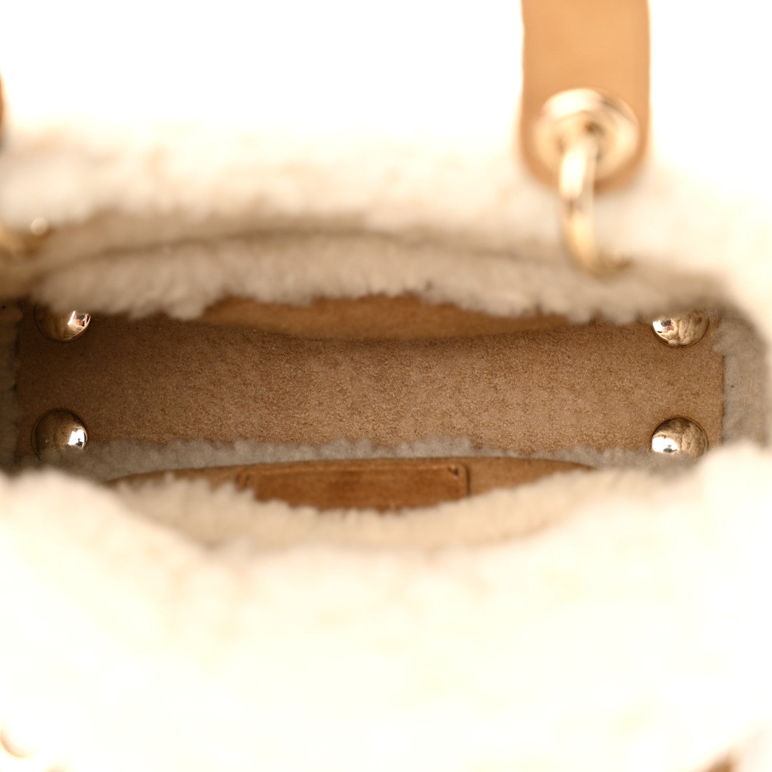 Christian Dior Suede Shearling Cannage Mini Lady Dior Camel 5 of 10