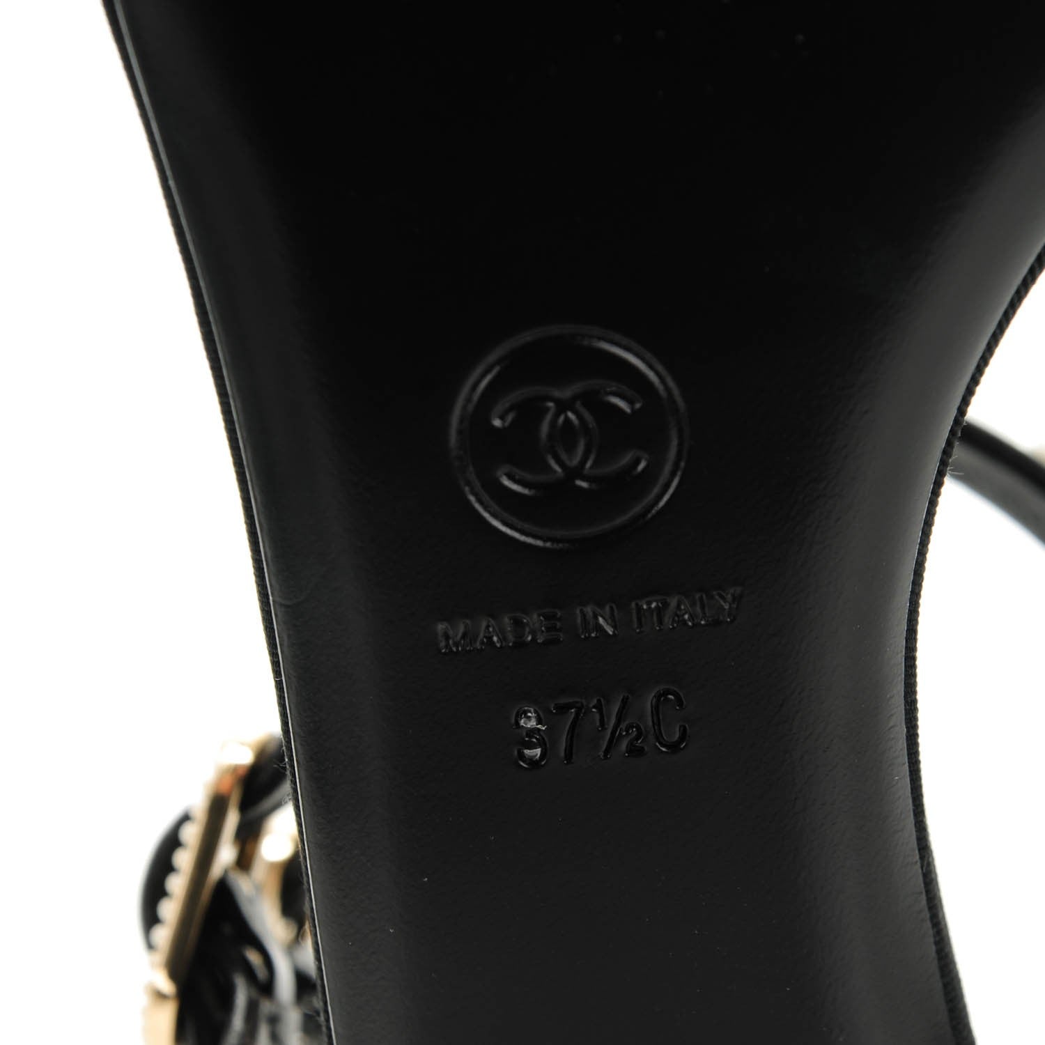 Chanel Grosgrain Pearl Sandals 37.5 Black 6 of 7