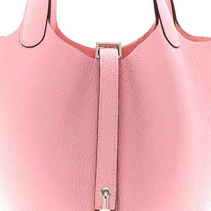 Hermes Taurillon Clemence Picotin Lock 18 PM Rose Sakura 8 of 11