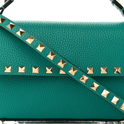 Valentino Garavani Grainy Calfskin Rockstud Crossbody Pouch Ultra Marine Green 7 of 10