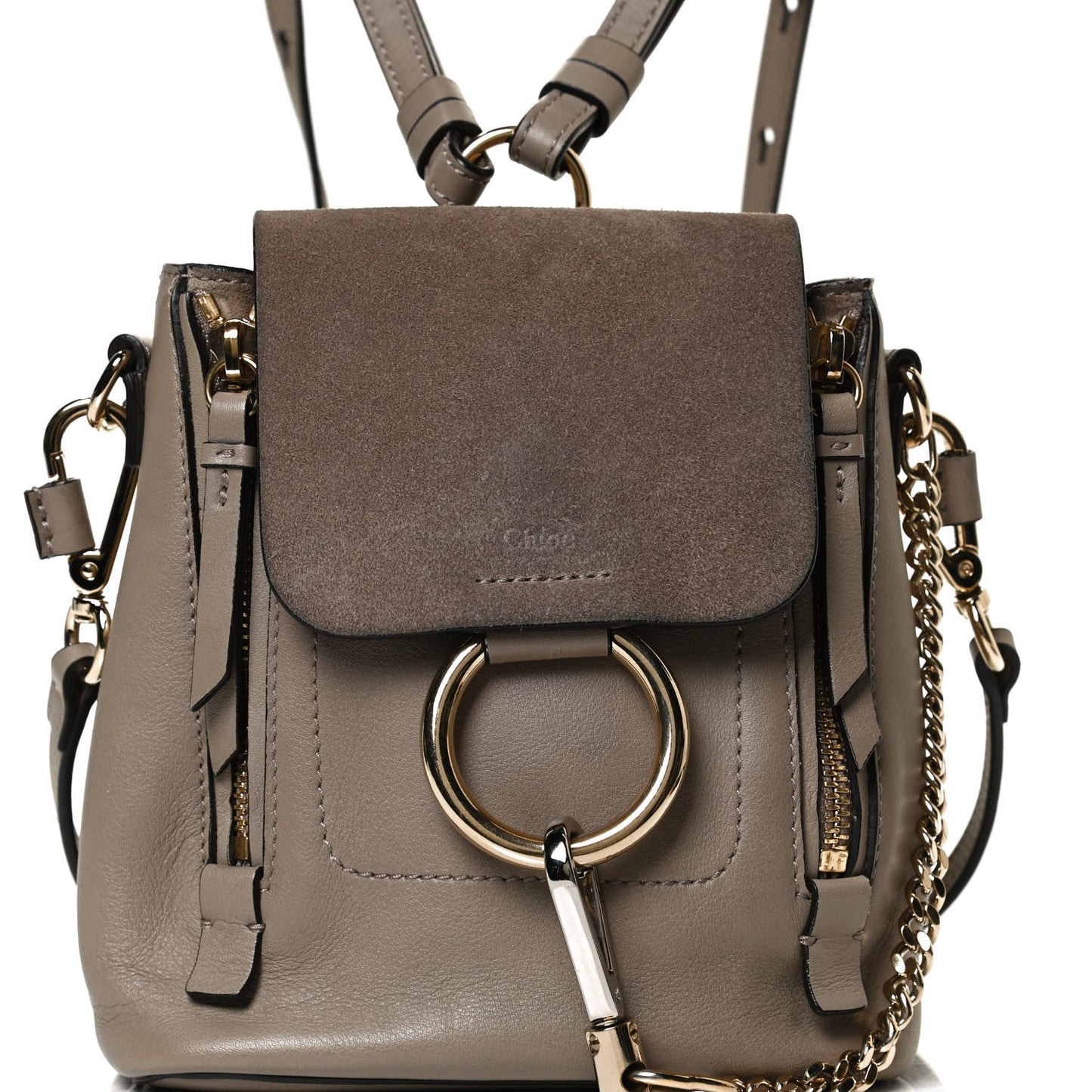 Suede Calfskin Mini Faye Backpack Motty Grey