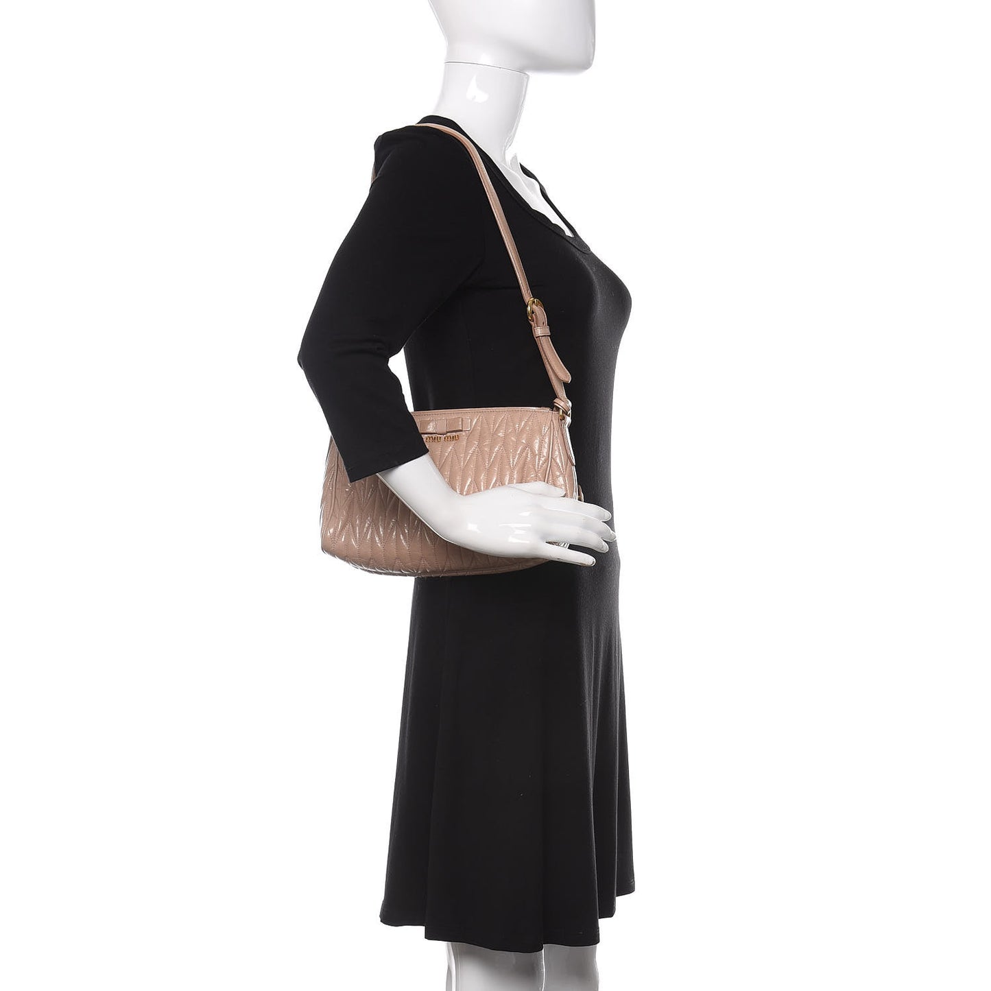 Nappa Matelasse Zip Shoulder Bag Cammeo
