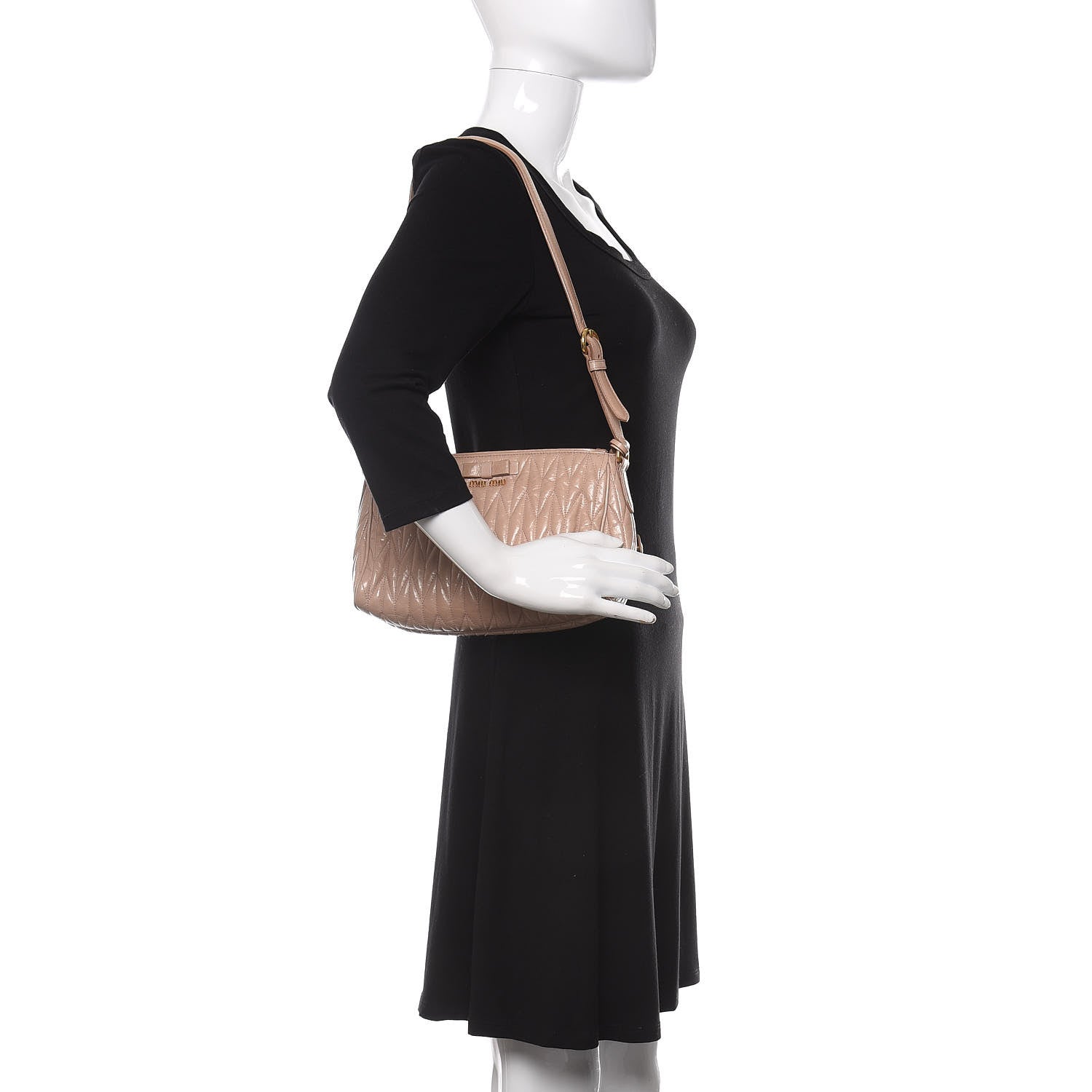 Miu Miu Nappa Matelasse Zip Shoulder Bag Cammeo 2 of 14