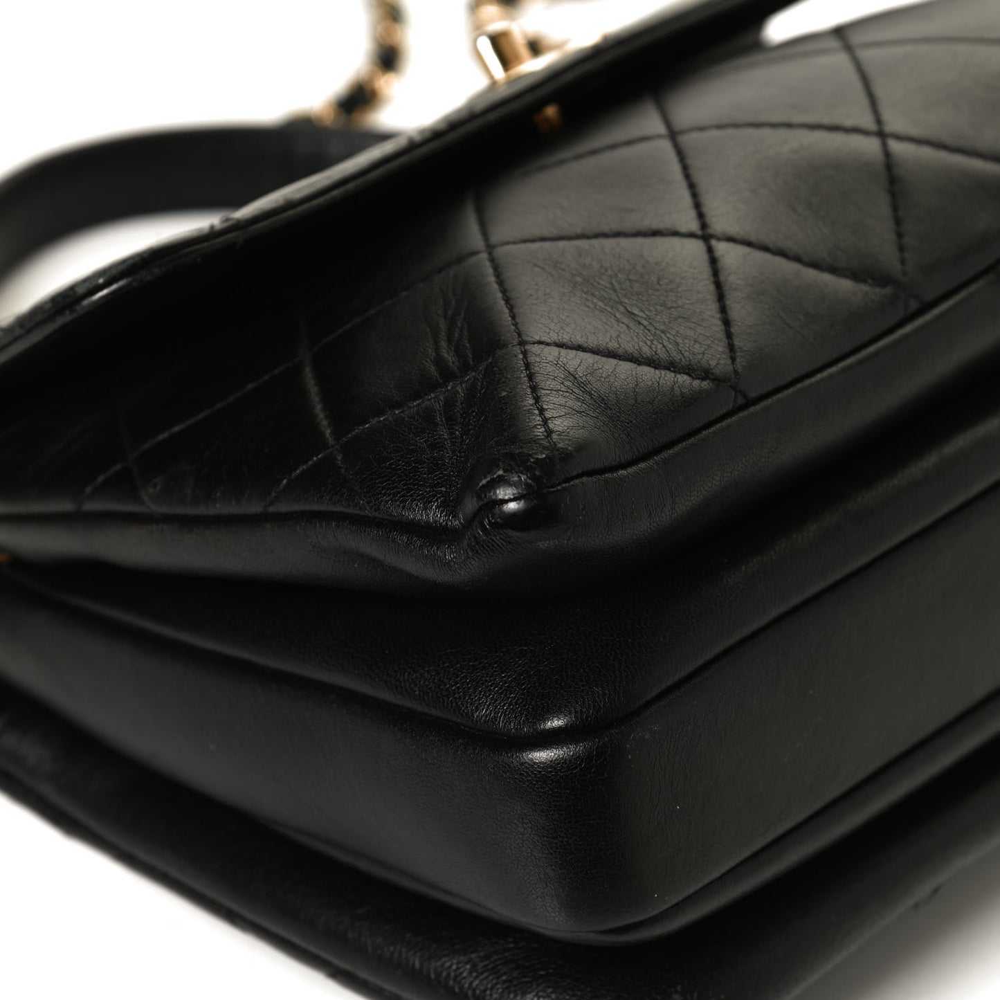 Lambskin Quilted Small Trendy CC Dual Handle Flap Bag Black