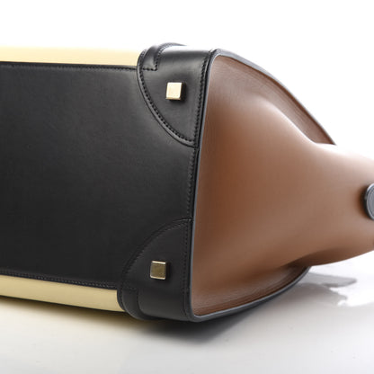Celine Satin Calfskin Suede Mini Tri-Color Luggage Seashell 10 of 12