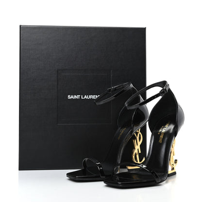 Saint Laurent Patent Calfskin Opyum 110 Sandals 35.5 Black Gold 8 of 8
