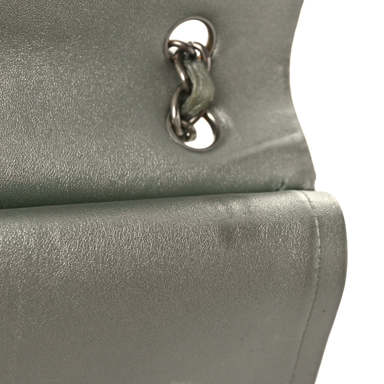 Chanel Metallic Lambskin Quilted Maxi Double Flap Green 16 of 17