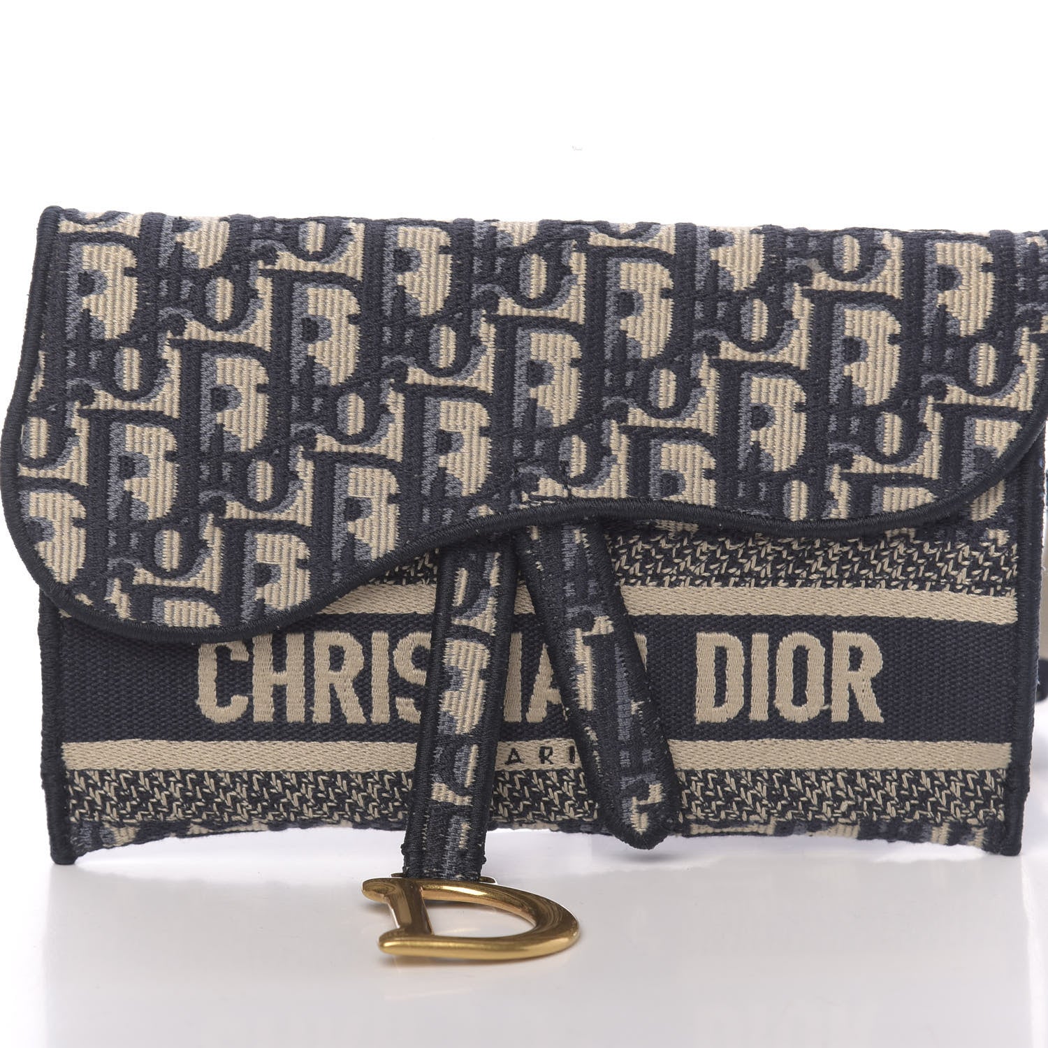 Christian Dior Oblique Slim Saddle Pouch Blue 10 of 10