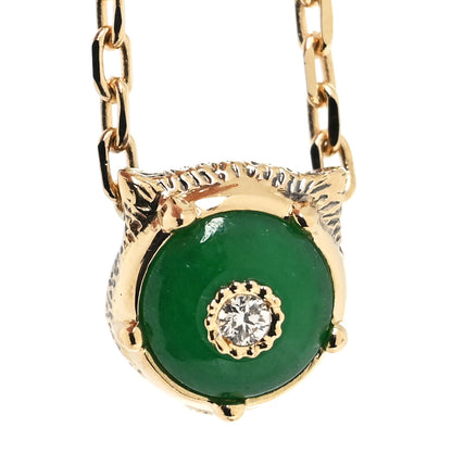 Gucci 18K Yellow Gold Diamond Jade Le Marché des Merveilles Feline Bracelet 4 of 5