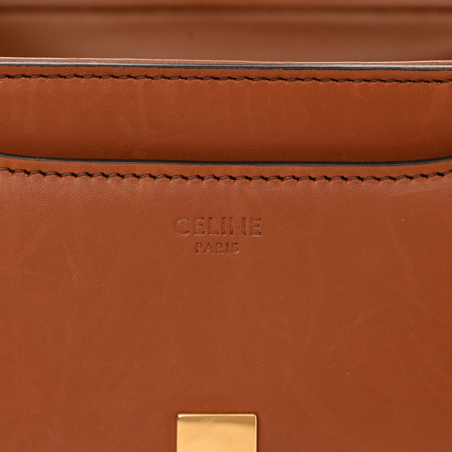 Celine Satinated Calfskin Mini 16 Top Handle Bag Tan 7 of 15