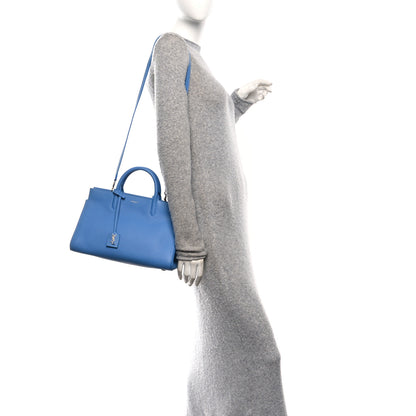 Saint Laurent Grained Calfskin Small Rive Gauche Cabas Blue Clair 2 of 12
