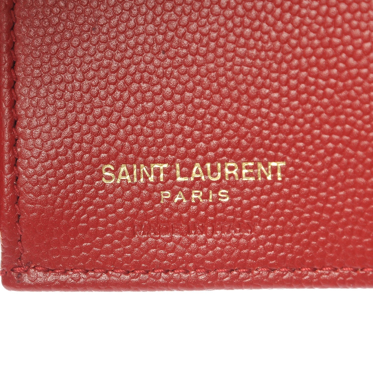 Saint Laurent Grain De Poudre Matelasse Chevron Monogram Zipped Card Case Rouge 6 of 7