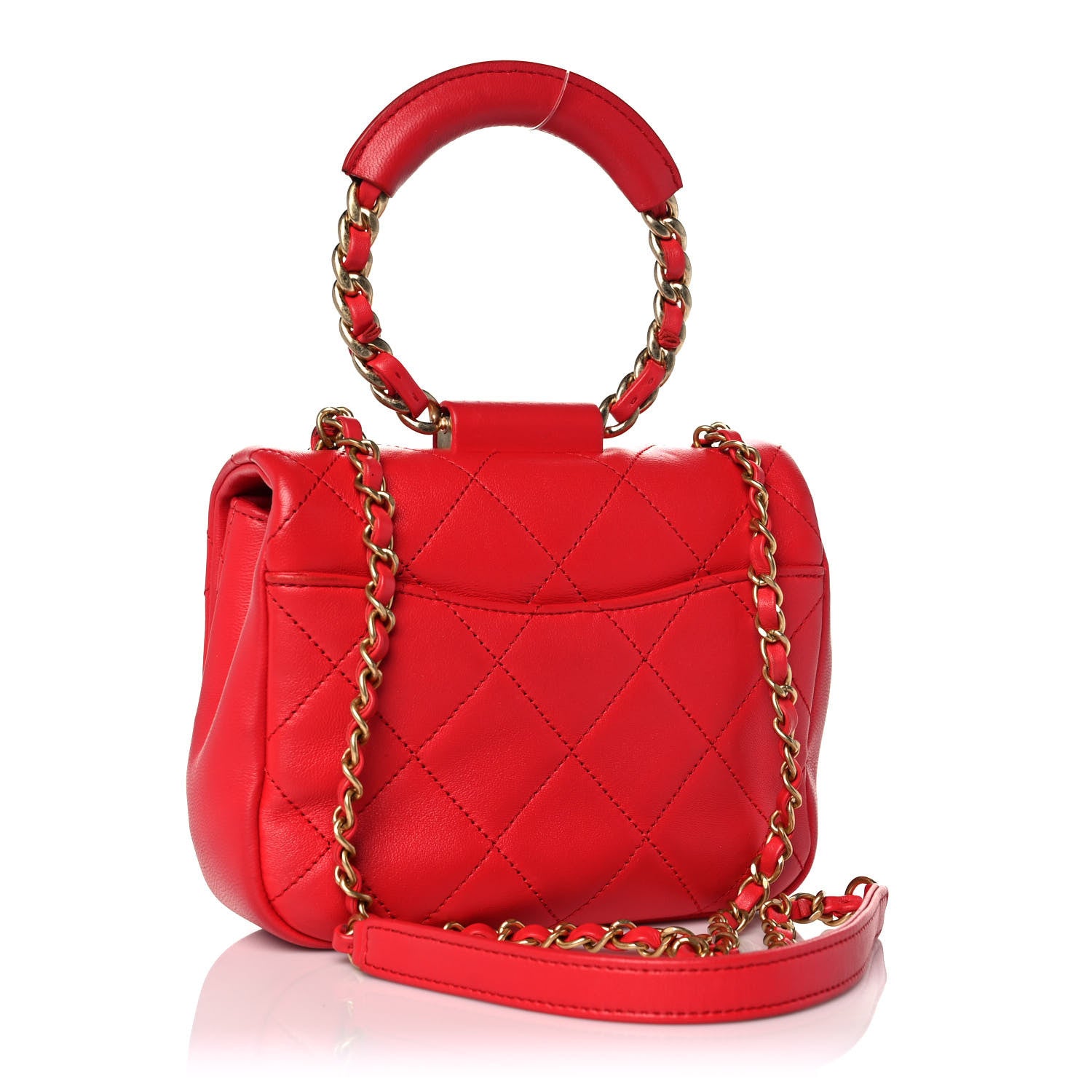 Chanel Lambskin Quilted Small In The Loop Handle Flap Bag Red 3 of 11