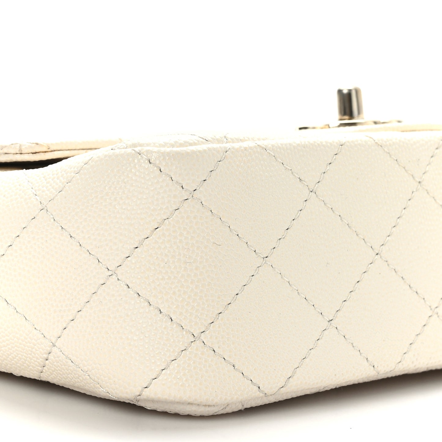 Caviar Quilted Mini Rectangular Flap White