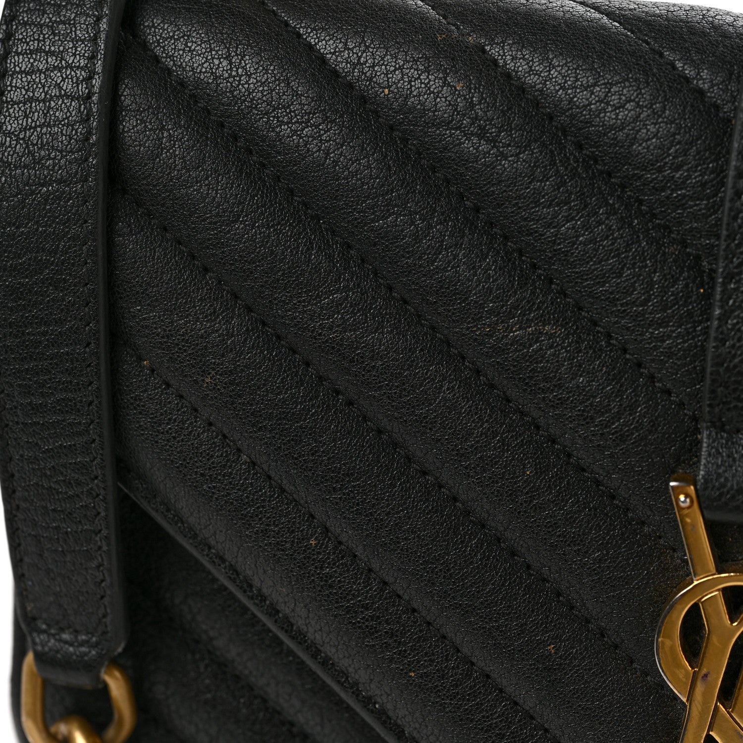 Saint Laurent Sheepskin Matelasse Chevron Monogram Medium College Bag Black 11 of 19