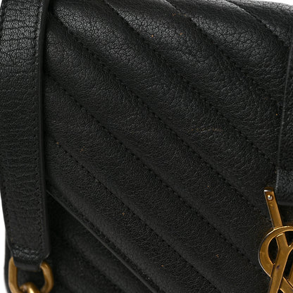 Saint Laurent Sheepskin Matelasse Chevron Monogram Medium College Bag Black 11 of 19