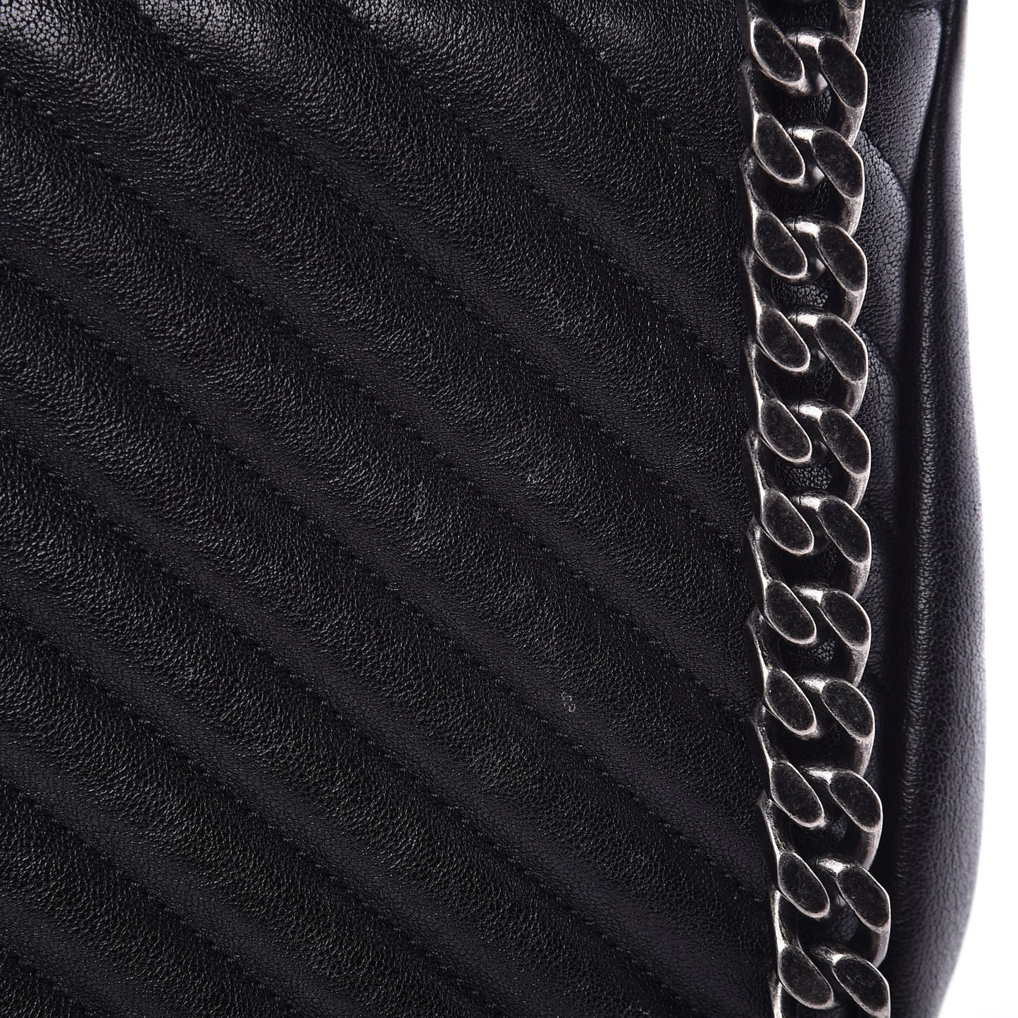 Sheepskin Matelasse Chevron Monogram Large College Satchel Black