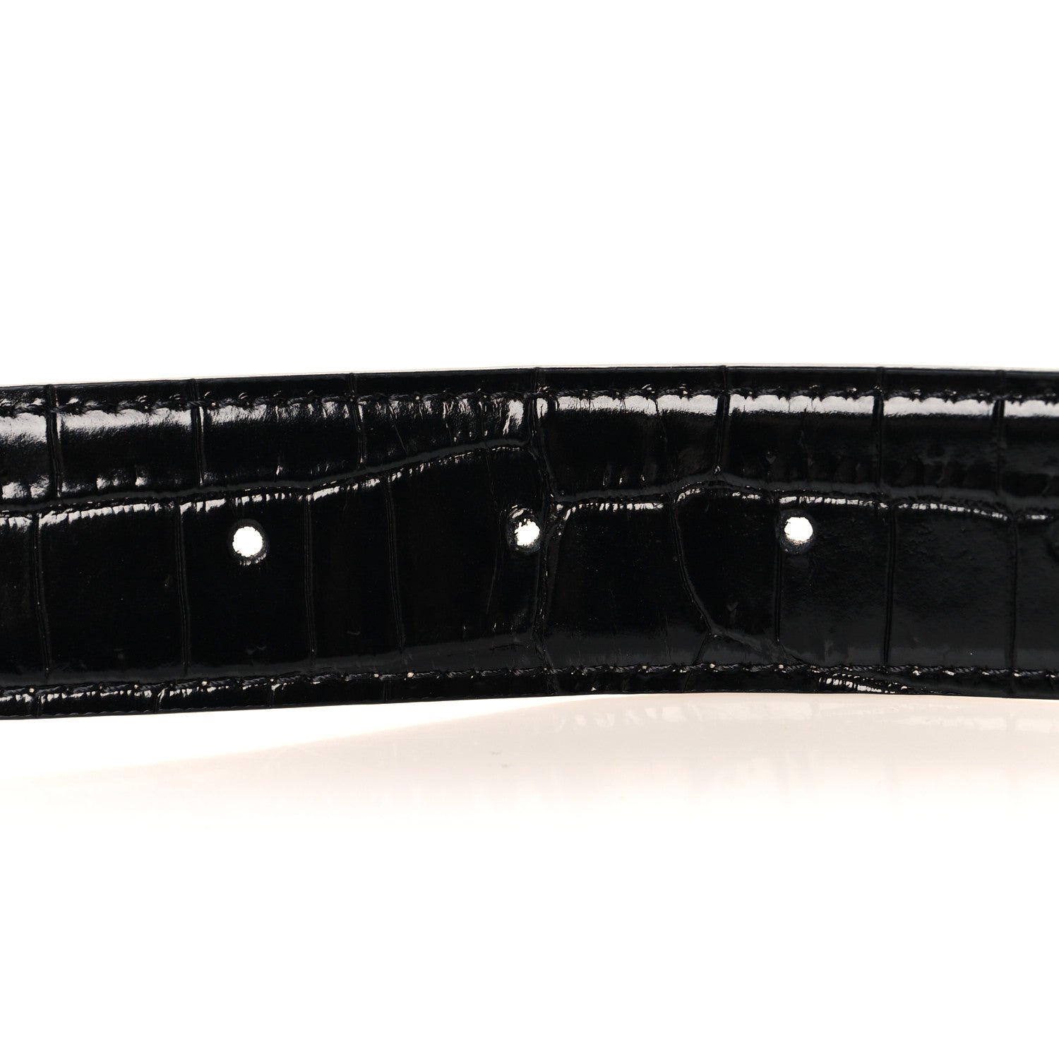Chanel Crocodile Embossed Calfskin Belt 75 30 Black 3 of 6