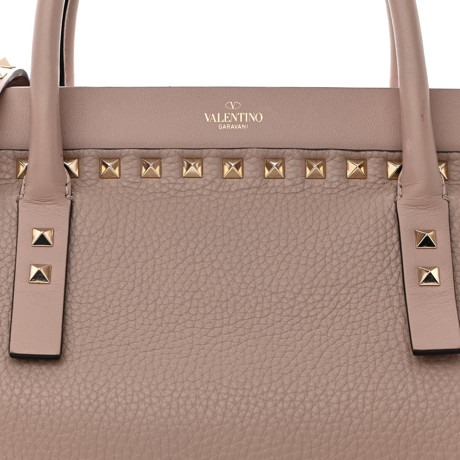 Valentino Garavani Pebbled Calfskin Small Rockstud Double Handle Bag Poudre 7 of 15