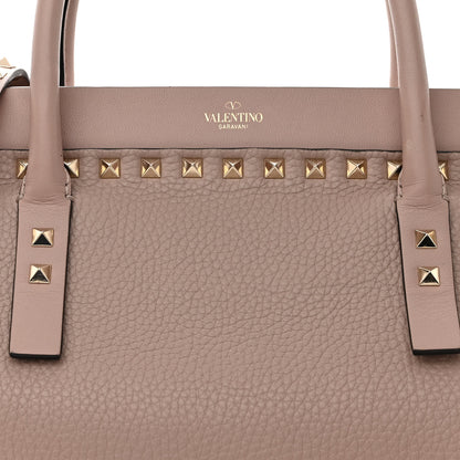 Valentino Garavani Pebbled Calfskin Small Rockstud Double Handle Bag Poudre 7 of 15