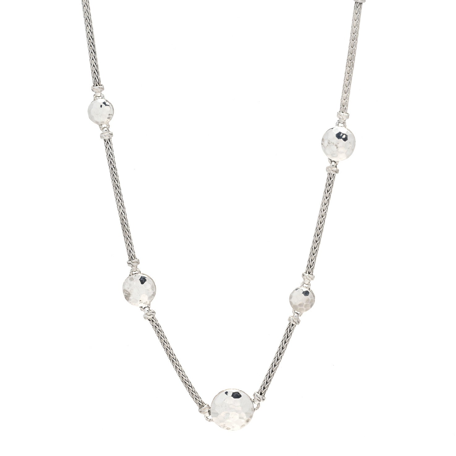 John Hardy Sterling Silver Palu Disc Station Necklace 18" 1 of 4