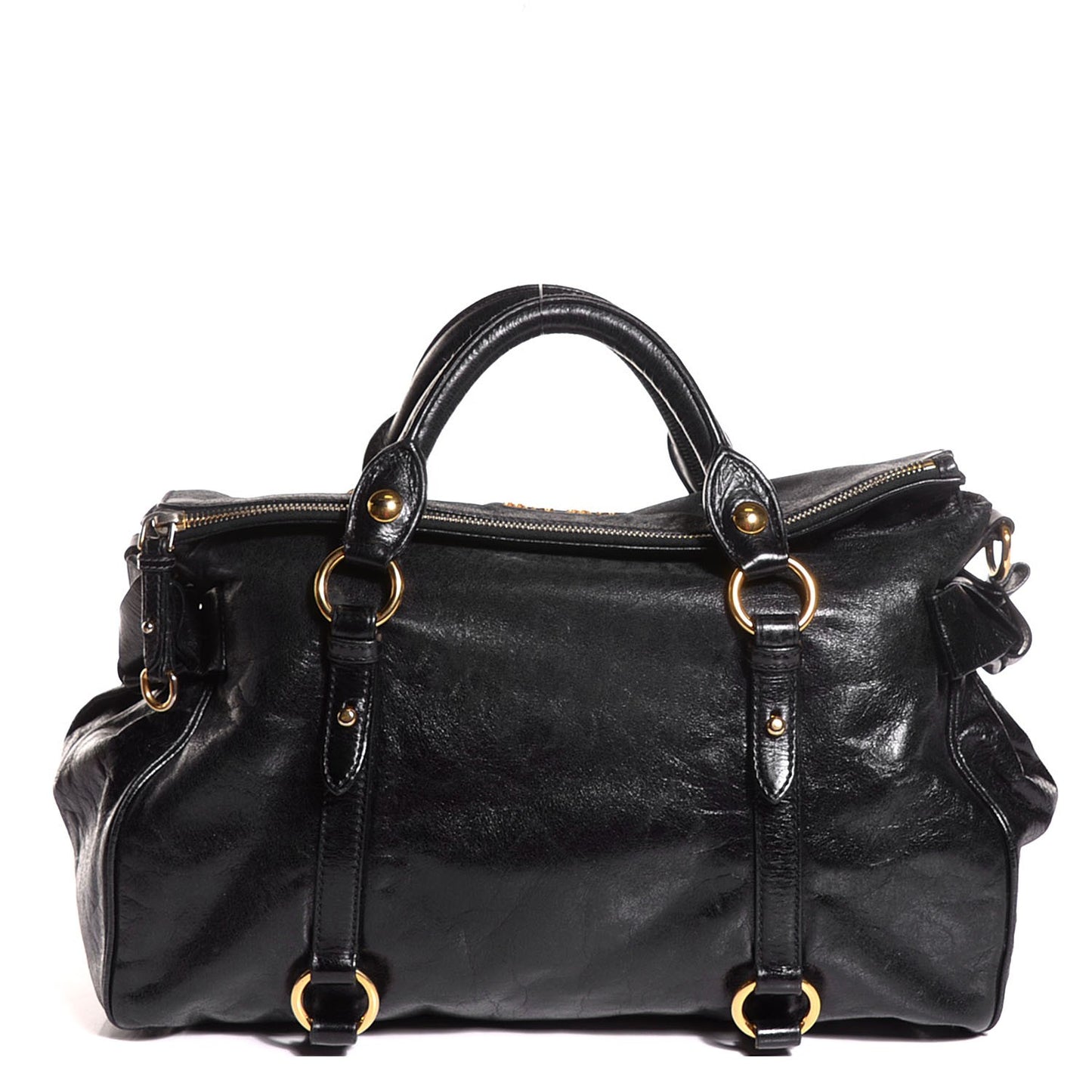 Vitello Lux Large Bow Bag Nero Black