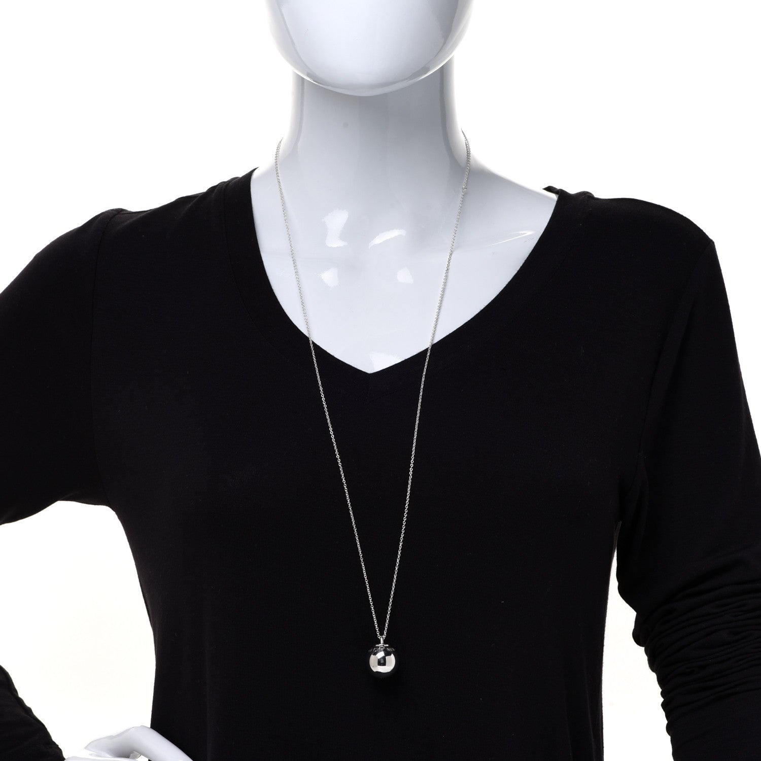 Tiffany Sterling Silver 12.75mm HardWear Ball Pendant Necklace 2 of 5