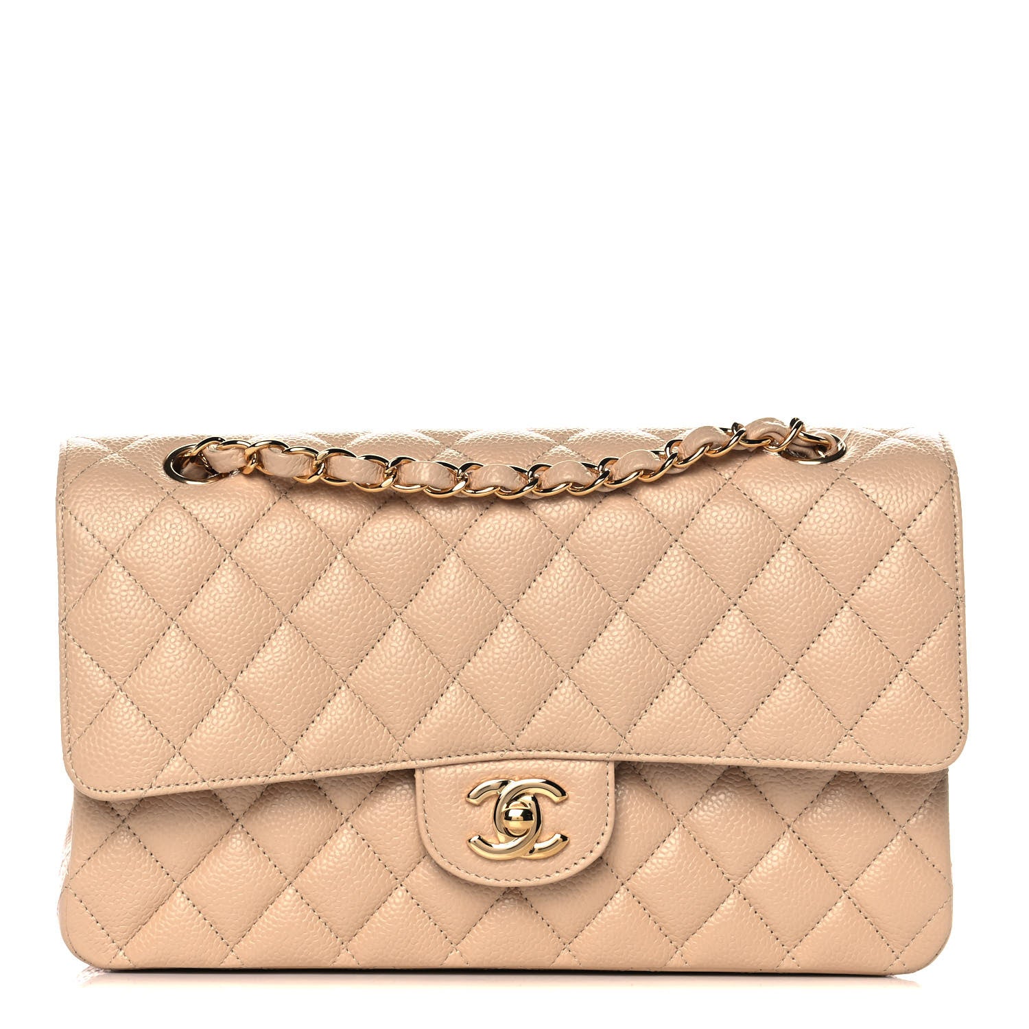 Chanel Caviar Quilted Medium Double Flap Beige 1 of 12
