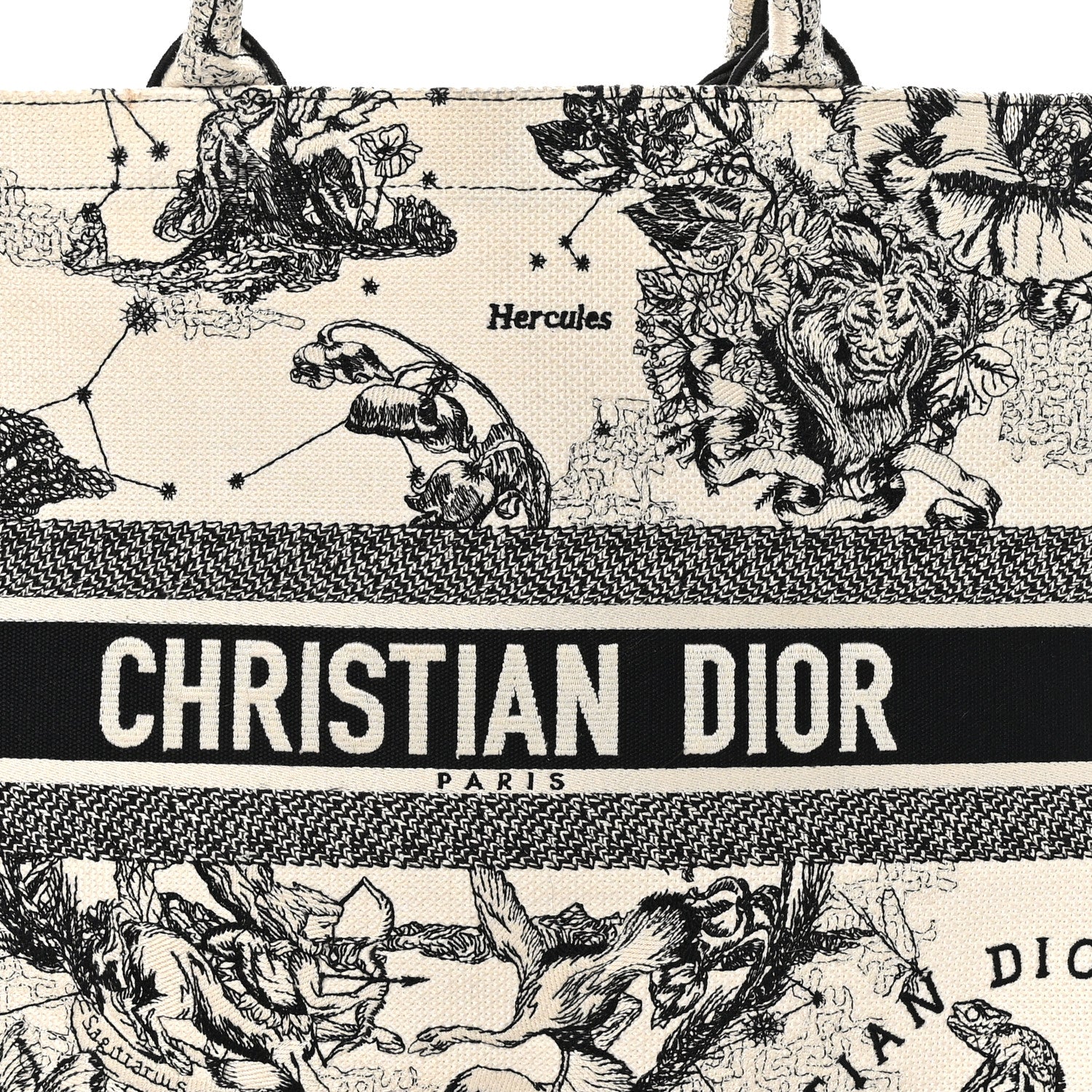 Christian Dior Canvas Embroidered Large Zodiac Toile De Jouy Book Tote Latte 8 of 12