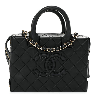 Chanel Calfskin Quilted Studded Square Vanity Case Black 1 of 11