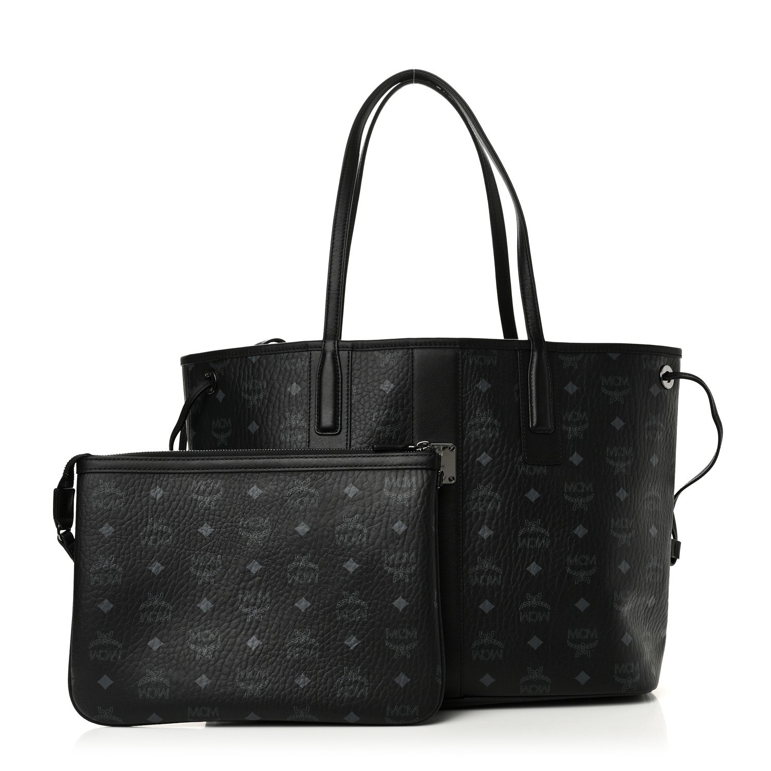 MCM Visetos Medium Liz Reversible Shopper Tote Black 4 of 16