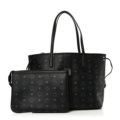 MCM Visetos Medium Liz Reversible Shopper Tote Black 4 of 16