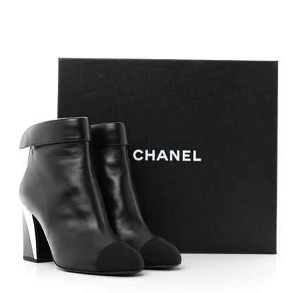 Chanel Lambskin Grosgrain Triangle & Collar 90 Ankle Boots 35 Black 9 of 9