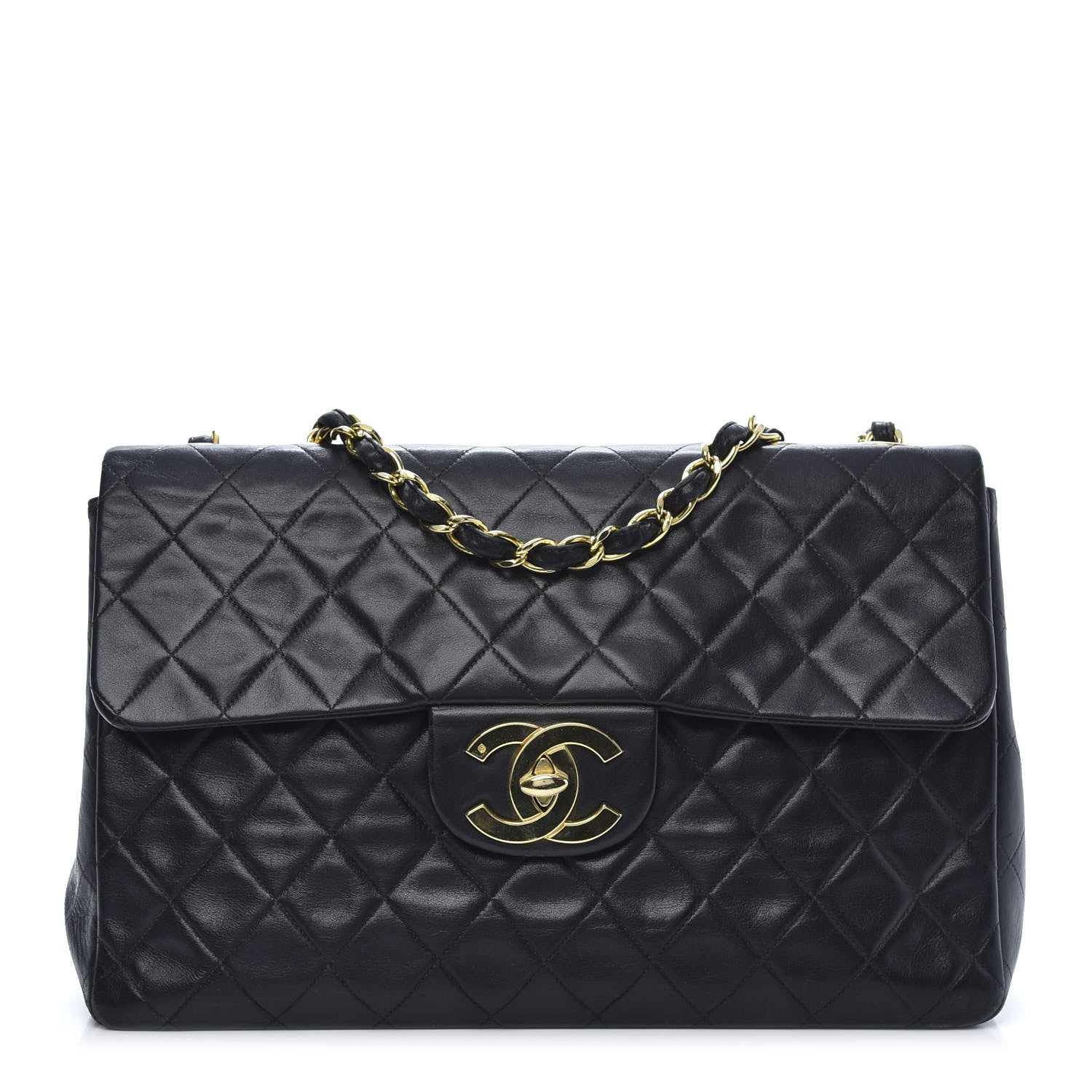 Chanel Lambskin Quilted XL Jumbo Single Flap Black 1 of 14