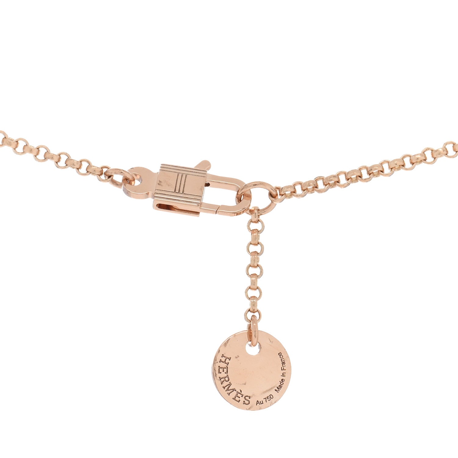 Hermes 18K Rose Gold Diamond Clou d'H Pendant Necklace 4 of 4