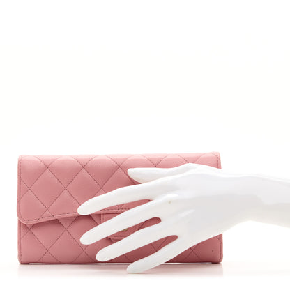 Chanel Caviar Quilted Large Gusset Flap Wallet Light Pink 2 of 11