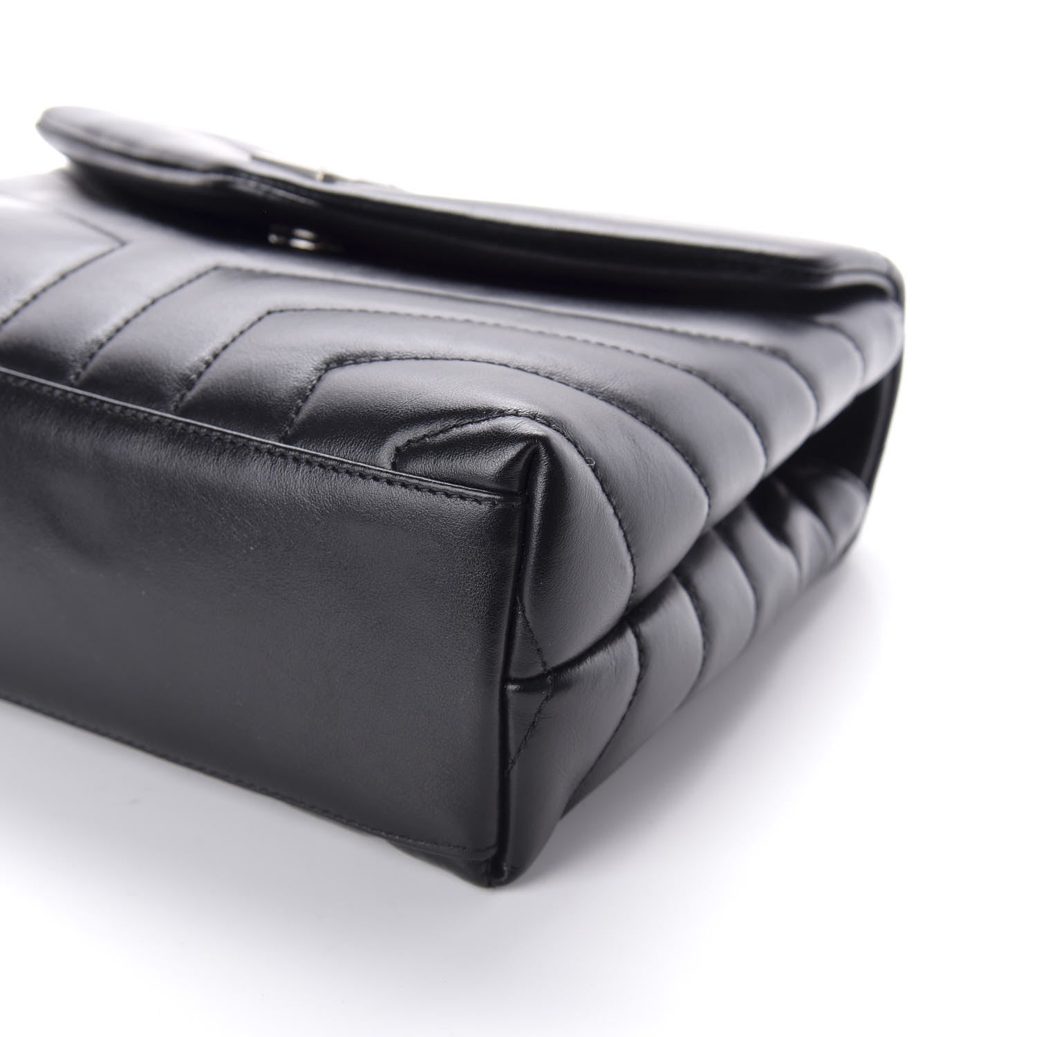 Saint Laurent Calfskin Y Quilted Monogram Small Loulou Chain Satchel Black 9 of 9