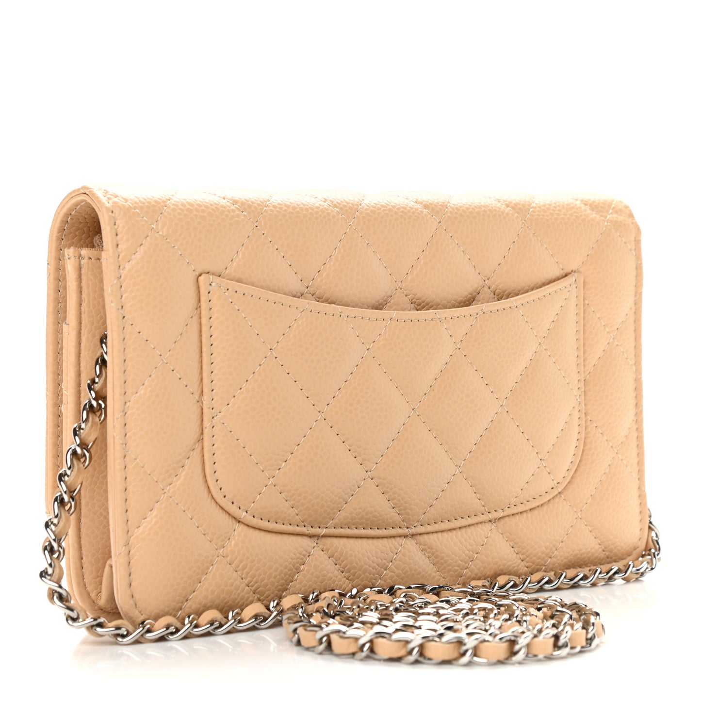 Caviar Quilted Wallet On Chain WOC Beige